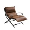 Zulgaz Accent Chair in Cocoa Top Grain Leather &amp; Matt Iron Finish 59951