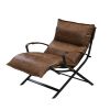 Zulgaz Accent Chair in Cocoa Top Grain Leather &amp; Matt Iron Finish 59951