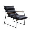 Luberzo Accent Chair in Distress Espresso Top Grain Leather &amp; Matt Iron Finish 59946