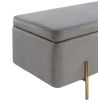 Emma Gray Velvet Storage Bench with Metal Legs