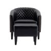 COOLMORE Accent Chair with Ottoman; Mid Century Modern Barrel Chair Upholstered Club Tub Round Arms Chair for Living Room