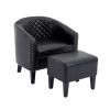 COOLMORE Accent Chair with Ottoman; Mid Century Modern Barrel Chair Upholstered Club Tub Round Arms Chair for Living Room