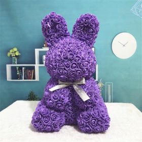 45cm Roses Bunny Valentines Day Eternal Flower Rabbit Romantic Wedding Engagement Ceremony Party Decoration Christmas Gifts (Option: Purple-45cm)