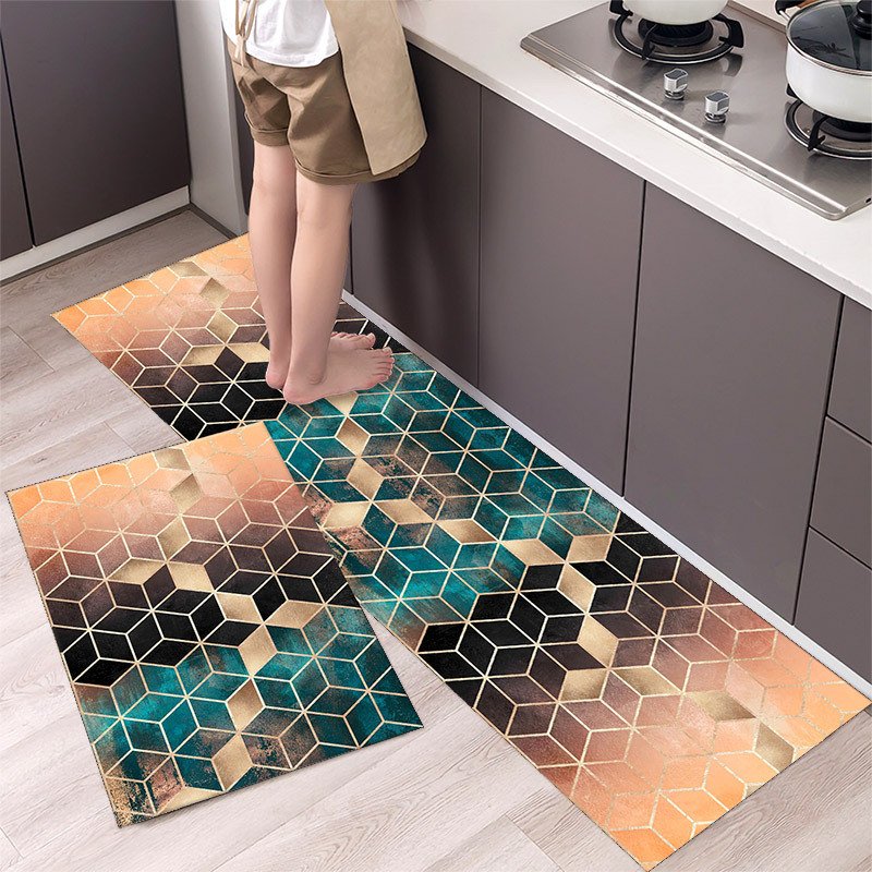 Kitchen Entrance Floor Mat Non Slip Long Strip Geometry Pattern Bathroom Rug Kitchen Entrance Floor Mat Non Slip Long Strip Geometry Pattern Bathroom Rug