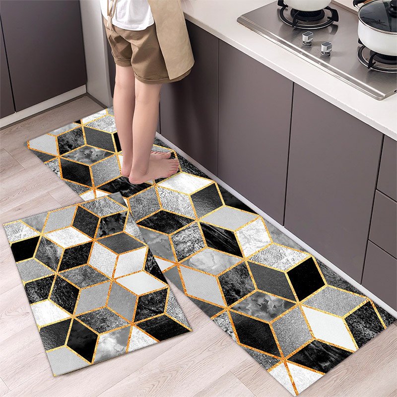 Kitchen Entrance Floor Mat Non Slip Long Strip Geometry Pattern Bathroom Rug Kitchen Entrance Floor Mat Non Slip Long Strip Geometry Pattern Bathroom Rug
