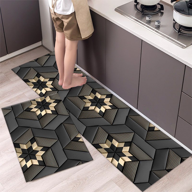 Kitchen Entrance Floor Mat Non Slip Long Strip Geometry Pattern Bathroom Rug Kitchen Entrance Floor Mat Non Slip Long Strip Geometry Pattern Bathroom Rug