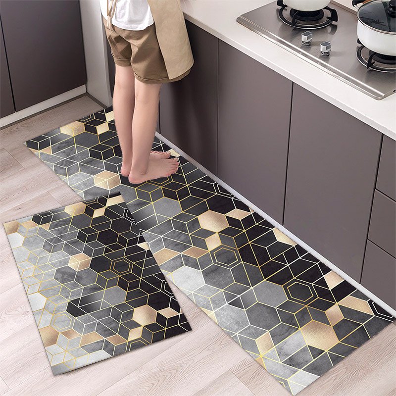Kitchen Entrance Floor Mat Non Slip Long Strip Geometry Pattern Bathroom Rug Kitchen Entrance Floor Mat Non Slip Long Strip Geometry Pattern Bathroom Rug