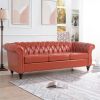 84.65" Rolled Arm Chesterfield 3 Seater Sofa.