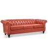 84.65" Rolled Arm Chesterfield 3 Seater Sofa.