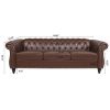 84.65" Rolled Arm Chesterfield 3 Seater Sofa.