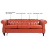 84.65" Rolled Arm Chesterfield 3 Seater Sofa.