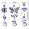 1pc Crystal Sun Catchers; Blue Butterfly Evil Eye Suncatcher Indoor Window With Prism Ball; Sunlight Rainbow Maker Good Luck Hanging Crystals Ornament